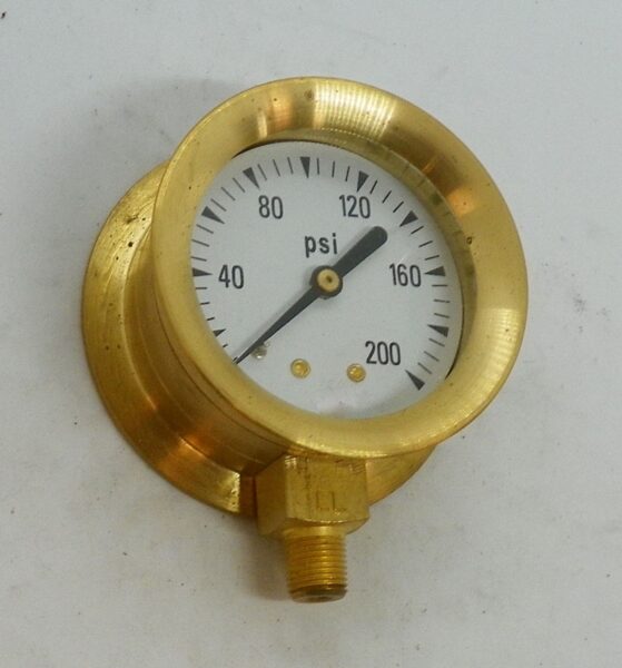 Brass Cased Pressure Gauge (2″), 0-200 psi