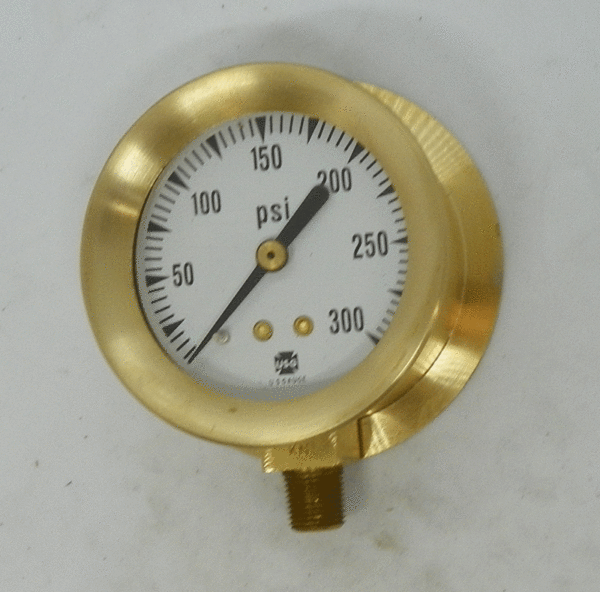Brass Cased Pressure Gauge (2″), 0-300 psi