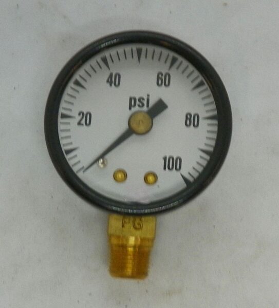 Standard factory-finish steel-case Pressure Gauge (1 1/2″), 0-100 psi
